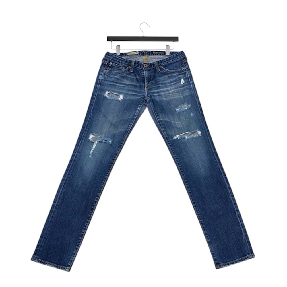 AG 27x31 The Stilt Cigarette Low Rise Distressed Stretch Skinny Jeans EUC - Picture 2 of 9